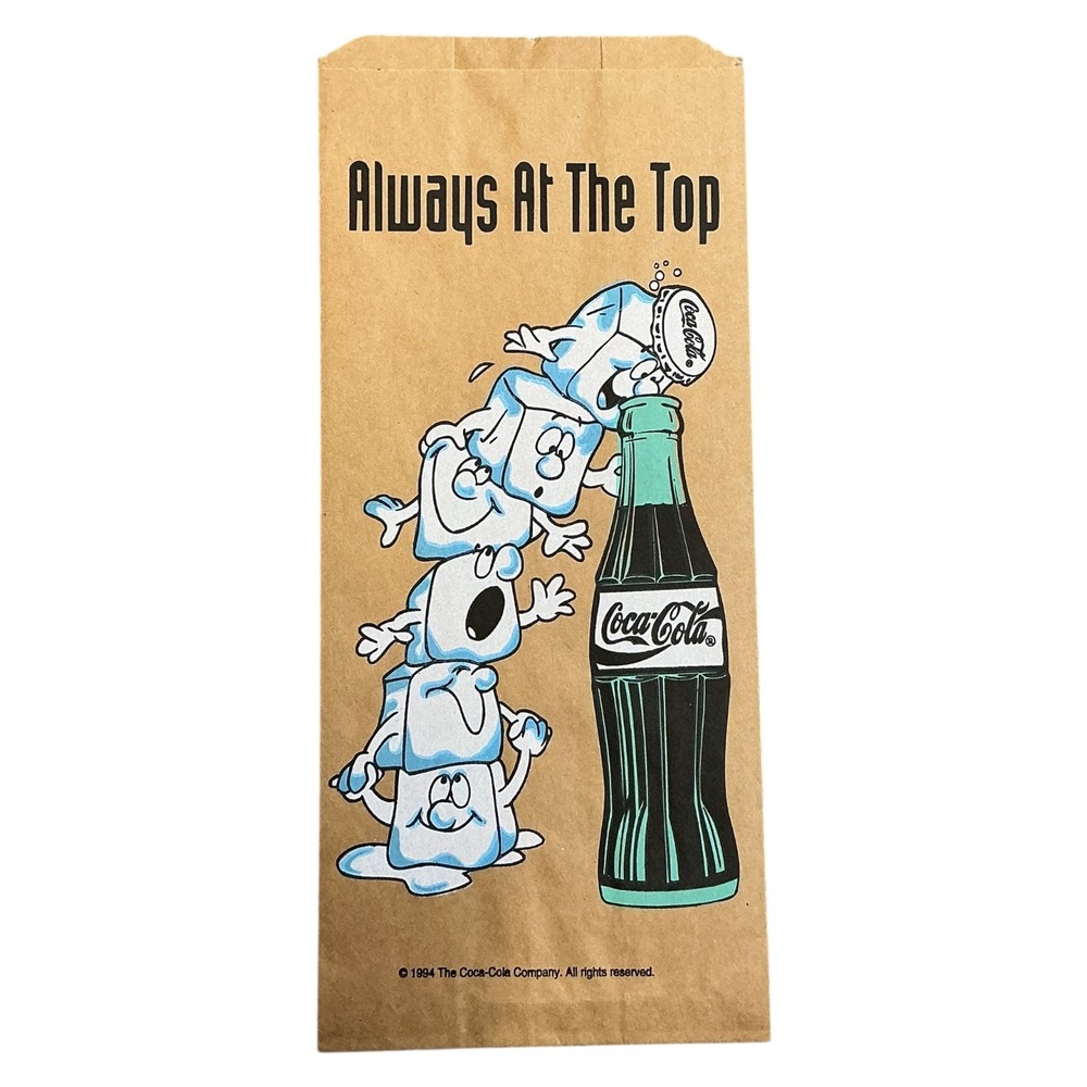 1994 Coca-Cola Always‎ At The Top Paper Bag Rare Graphic Advertising Art